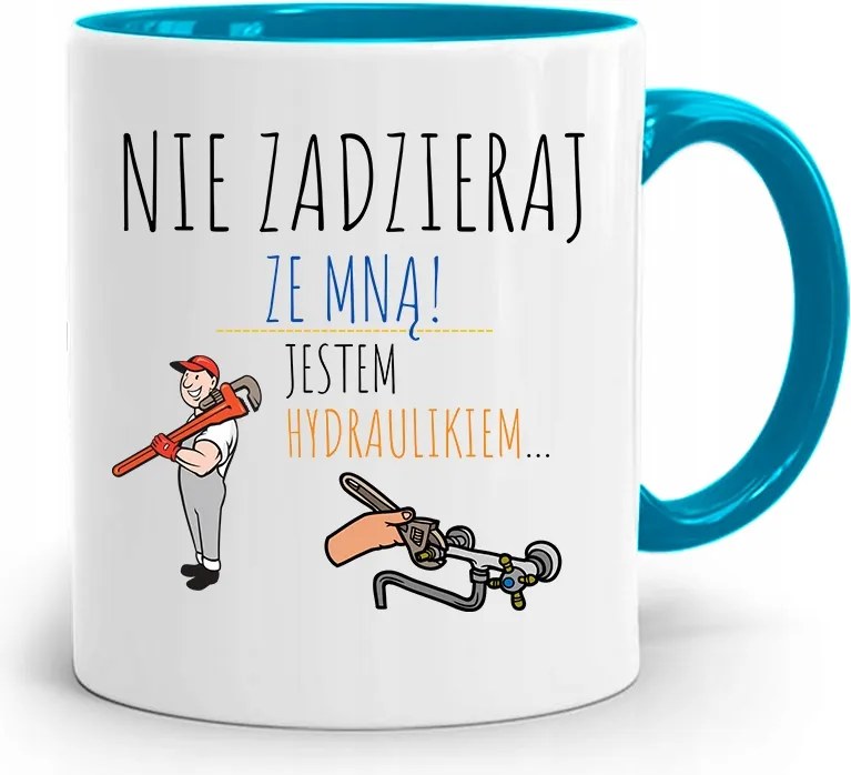 Kék Bögre Ajándék Vízvezeték Szerelőnek, fényképes nyomtatással