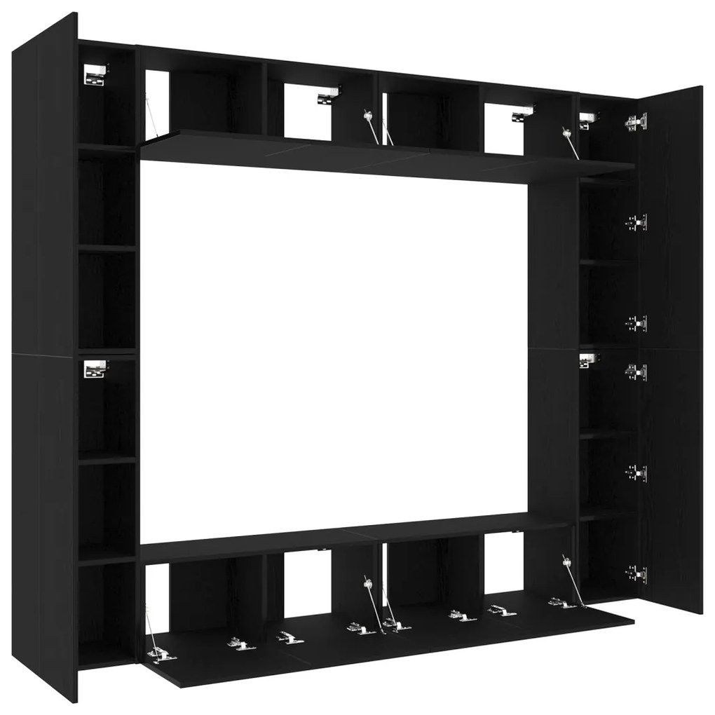 TV szekrény 8 pcs Fekete 221 x 30 x 180 cm Faanyag