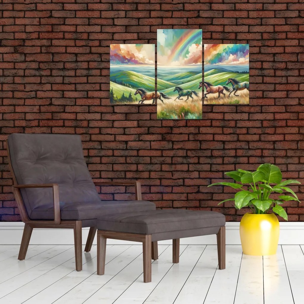 Kép – Vágtázó lovak a tájban (90x60 cm)