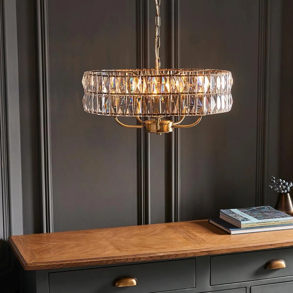 Endon glamour modern függeszték clifton antik sárgaréz átlátszó end106244