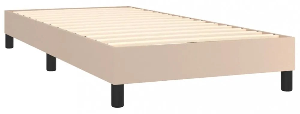 cappuccino színű műbőr rugós ágy matraccal és LED-del 90x200 cm