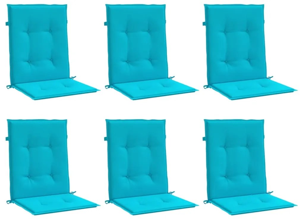 6 db türkizkék szövet alacsony háttámlájú székpárna