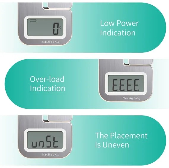 Aigostar összecsukható konyhai mérleg 5 kg, króm kivitel
