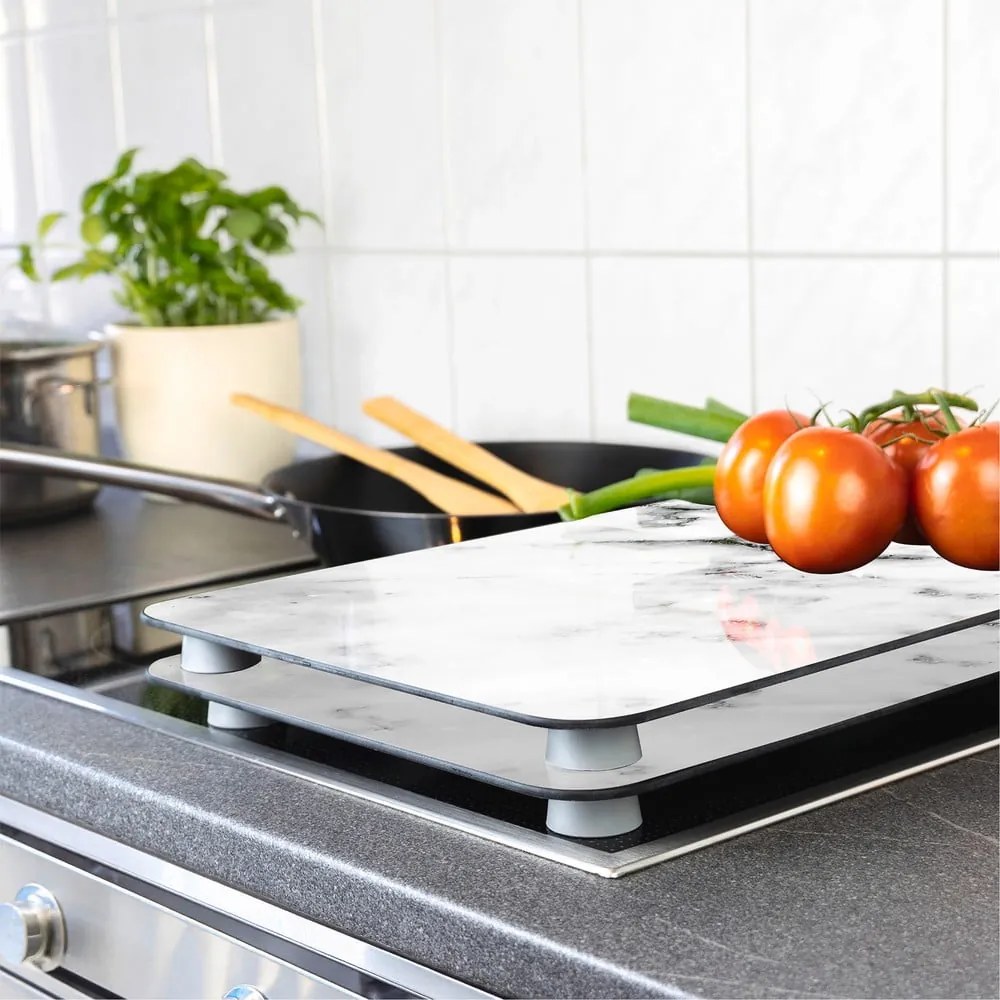 Edzett üveg tűzhely fedőlap szett 2 db-os 30x52 cm Marble – Wenko