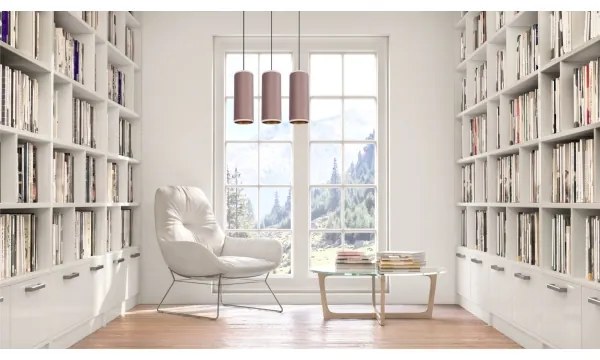 Láncos lámpa AVALO 3xE27/60W/230V rózsaszín/rez