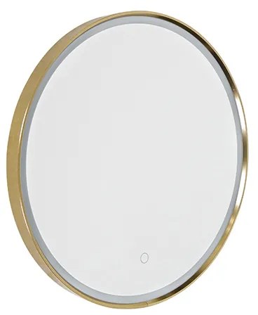 Fürdőszobai tükör rézszínű 50 cm LED-del, 3 fokozatban dimmelhető, érintésérzékelős, kerek - Miral