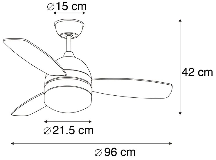 Mennyezeti ventilátor fehér fa mintázattal 96 cm távirányítóval - Rotar