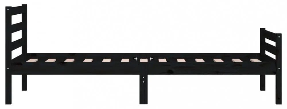 fekete tömör fa ágykeret 90 x 200 cm