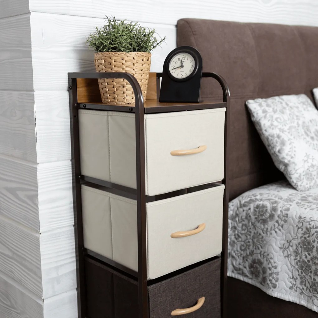 HAZEL TYP 1 szekrény szövet fiókokkal, barna, L