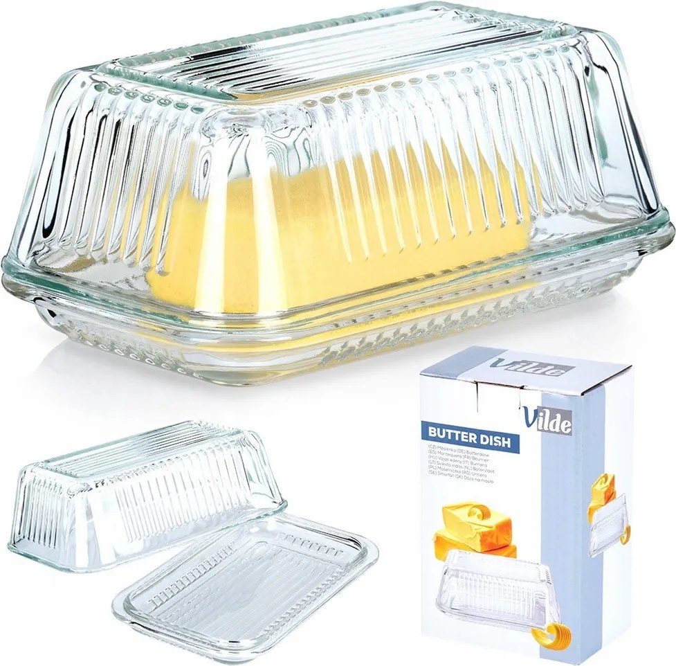 Vajtartó üveg konyhai tároló tálaló vaj