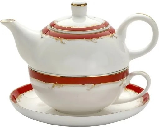 Teáskanna kancsó csésze Tea for one fehér-piros