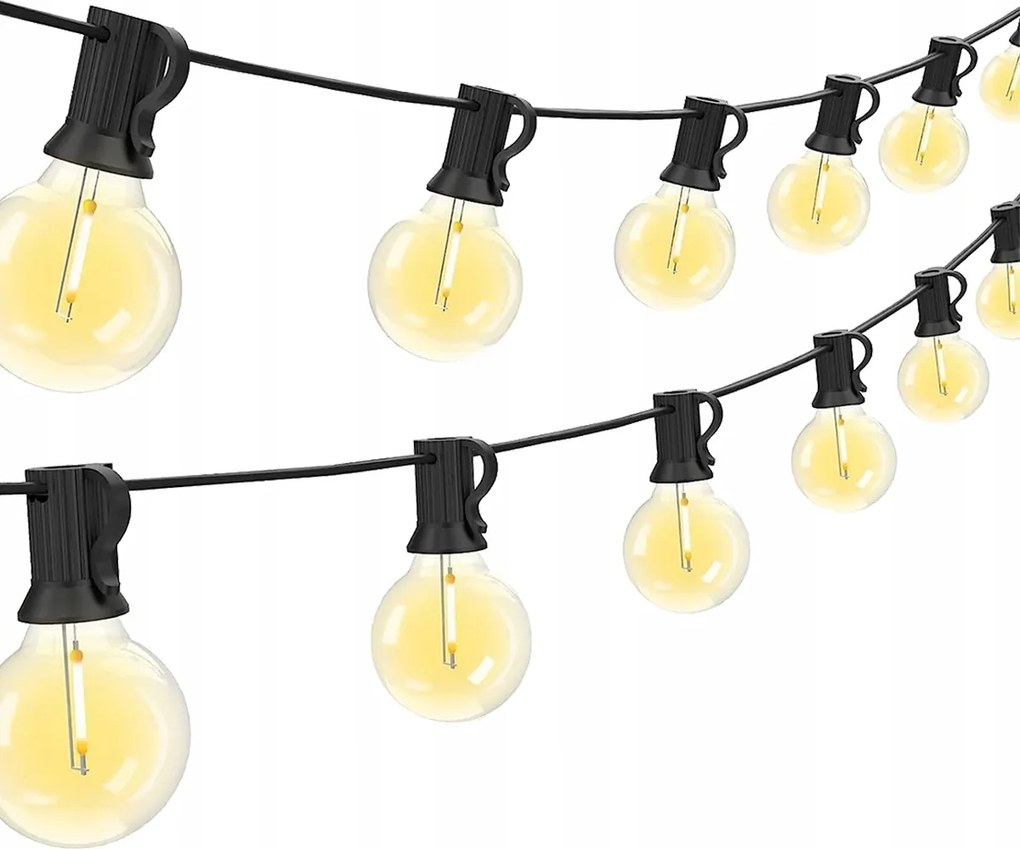 Kerti girland Kültéri Fényfüzér 30m 50+2 Izzók Ajándék Led Lámpák