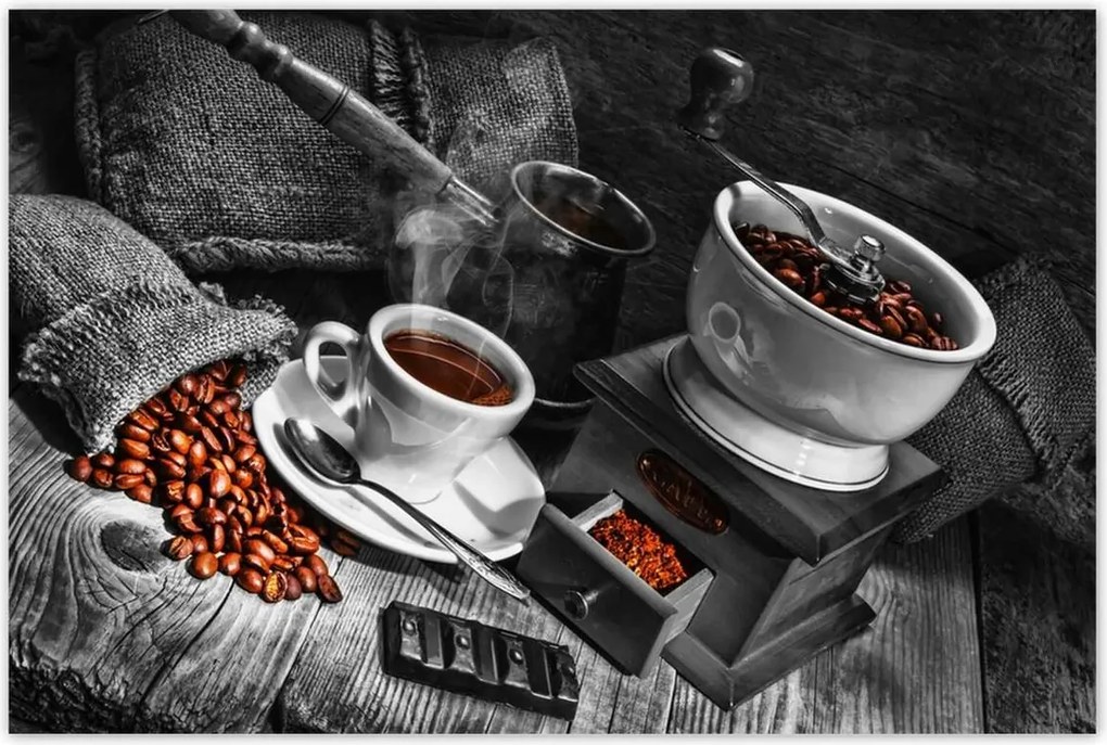 Poszterek 120x80 Fekete-fehér kávé fotó