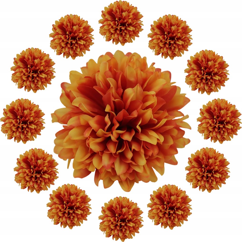 Krizantém Termék Nagy Mesterséges Narancs 14x7 cm RT6422-M26 12 db