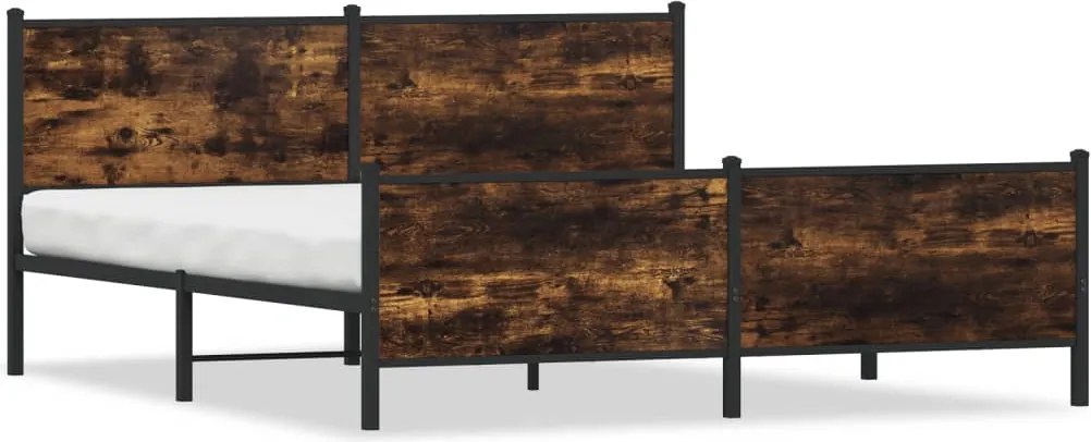 vidaXL füstös tölgy színű fém ágykeret matrac nélkül 200 x 200 cm