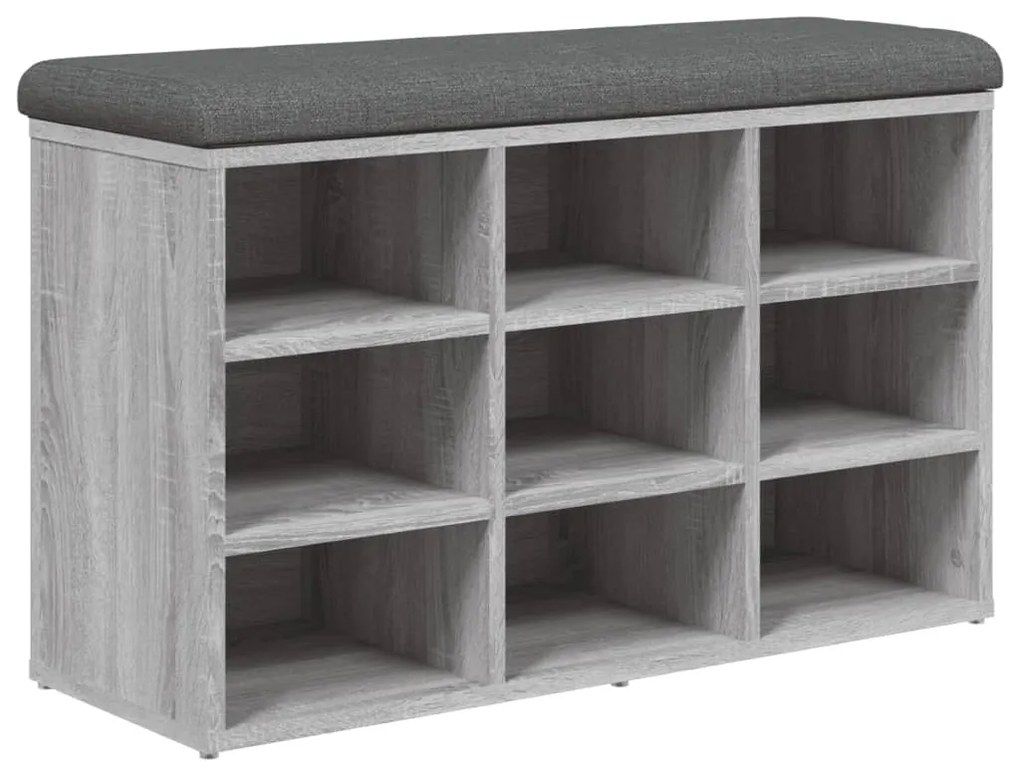 szürke sonoma színű szerelt fa cipőtároló pad 82 x 32 x 50 cm