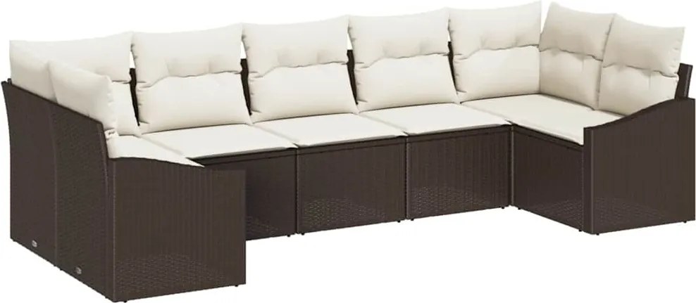 vidaXL Kanapé Szett párnával 7 pcs Barna polirattan