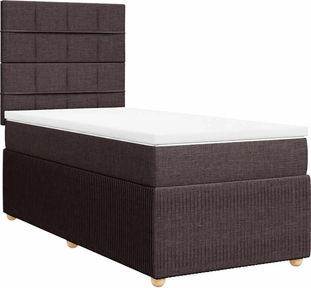 vidaXL sötétbarna szövet rugós ágy matraccal 80 x 200 cm