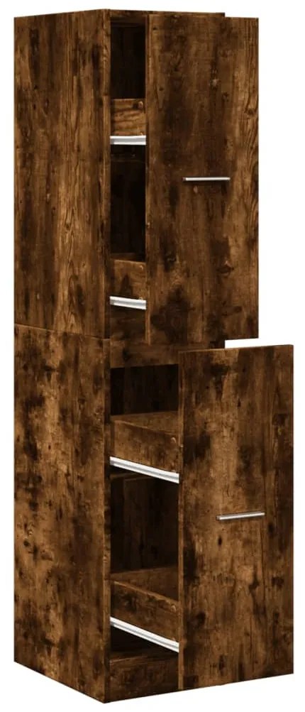 füstös tölgy színű szerelt fa patikaszekrény 30 x 41 x 144,5 cm