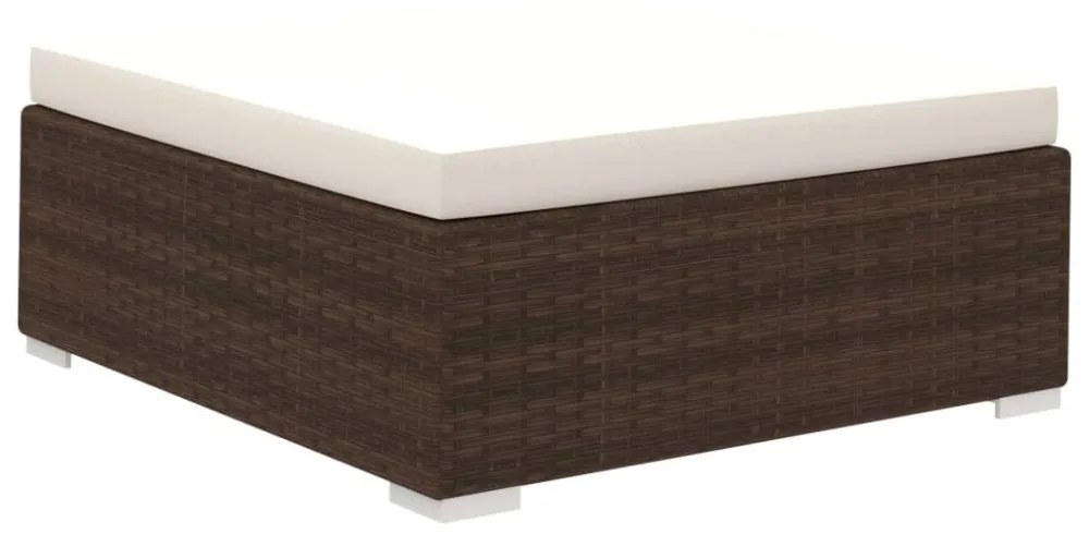 12-részes barna polyrattan kerti bútorszett párnákkal