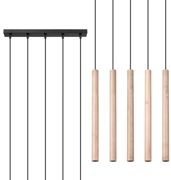 Sollux SL.1269 - Csillár zsinóron PASTELO 5xG9/8W/230V fa