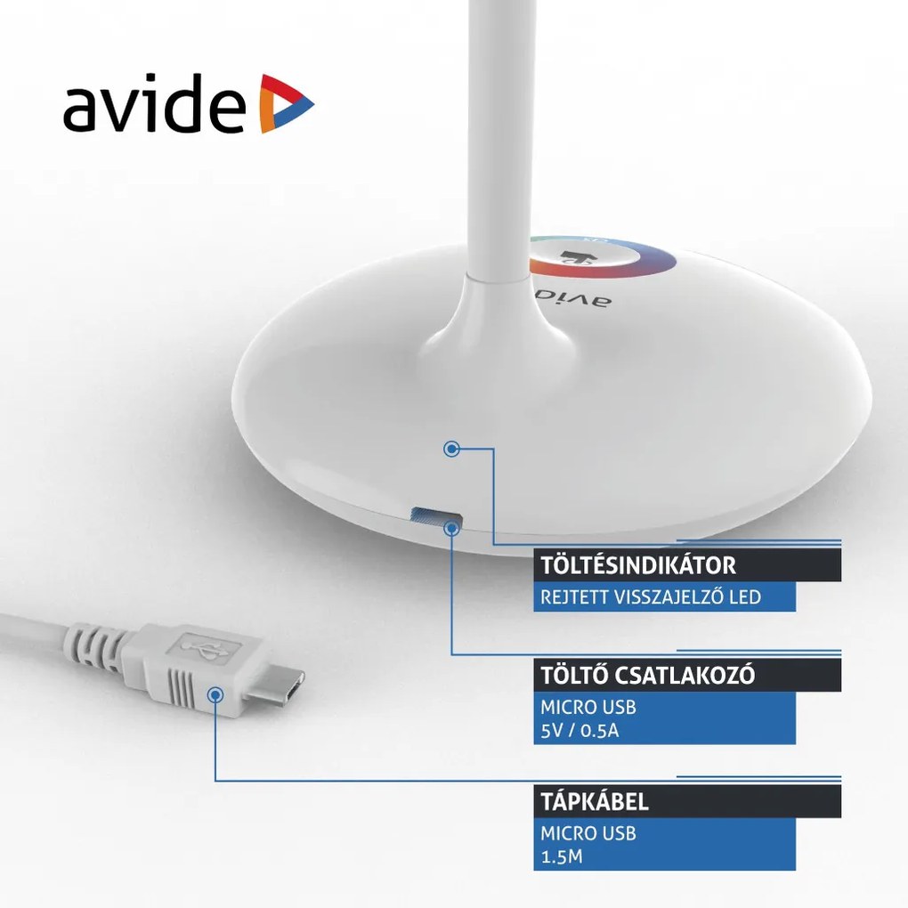 Avide LED Asztali Lámpa RGB Fehér 4W