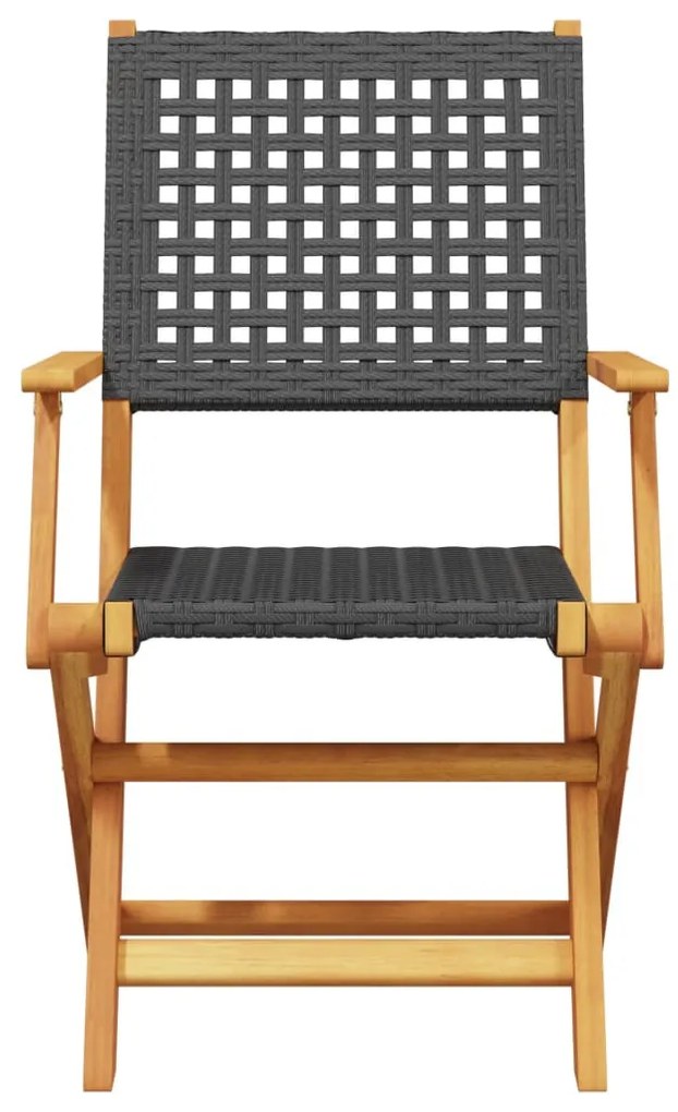 vidaXL 3 részes fekete polyrattan és tömör fa bisztrószett