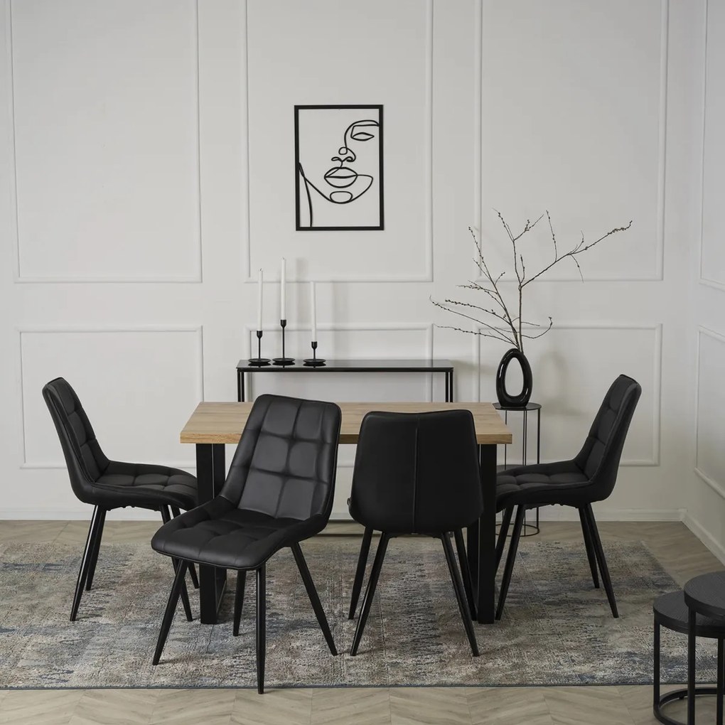 Fekete Eco-bőr Étkezőszék. MONZA