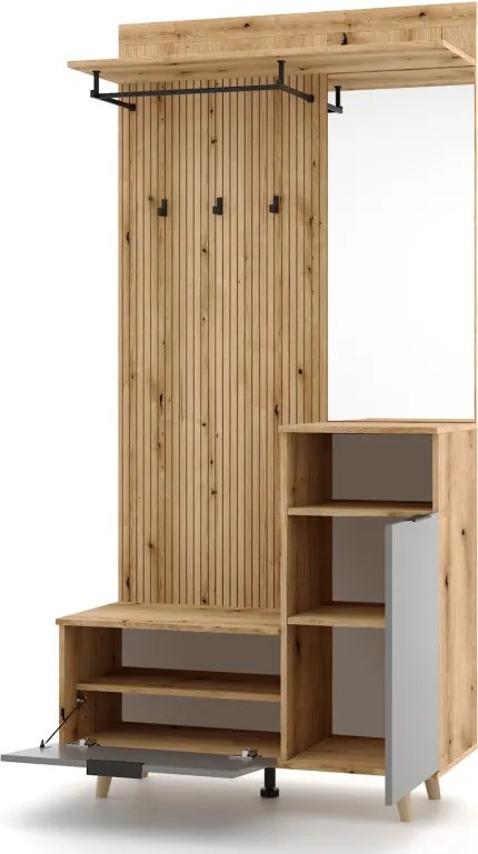 Előszoba bútor szett Evoke tölgy / tablila / grafit színkombinációban – NORDIC C