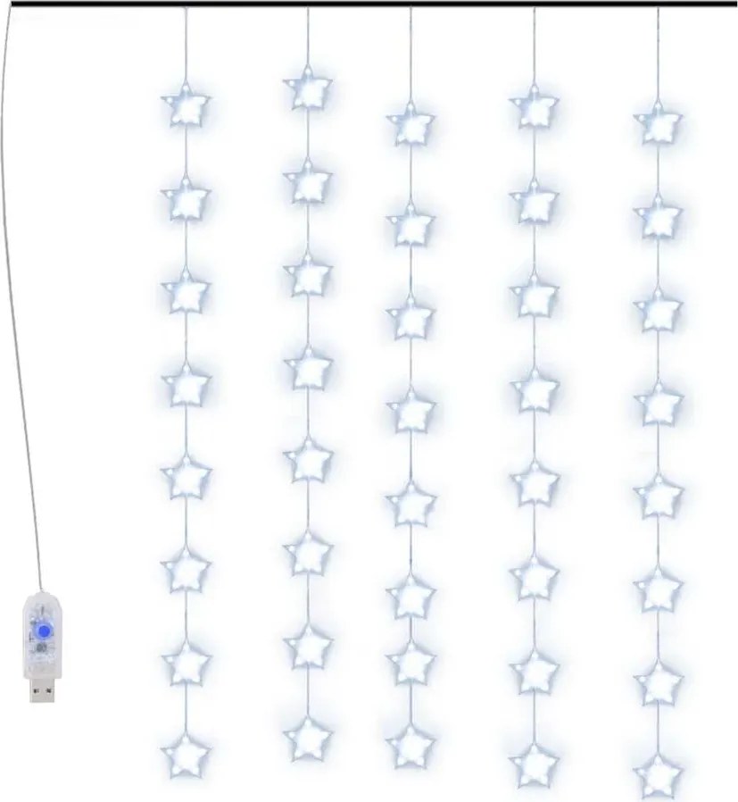 vidaXL 8 funkciós csillagdíszes fényfüggöny 200 kék LED-del
