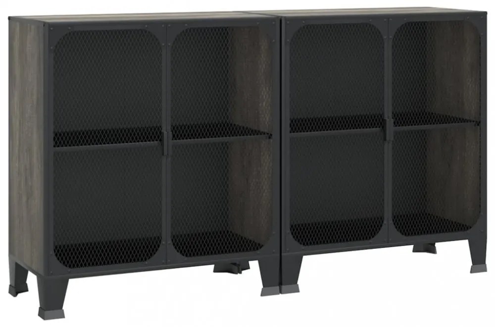 2 db szürke fém és MDF tárolószekrény 72 x 36 x 82 cm
