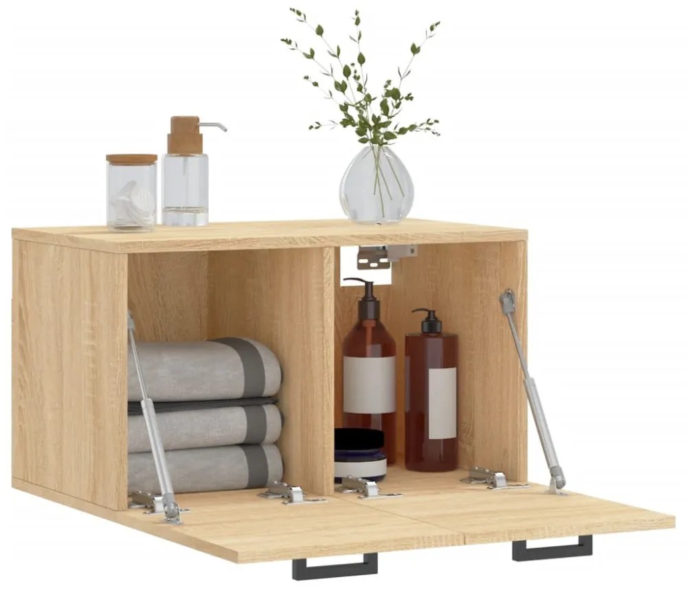 sonoma tölgy színű szerelt fa faliszekrény 60 x 36,5 x 35 cm