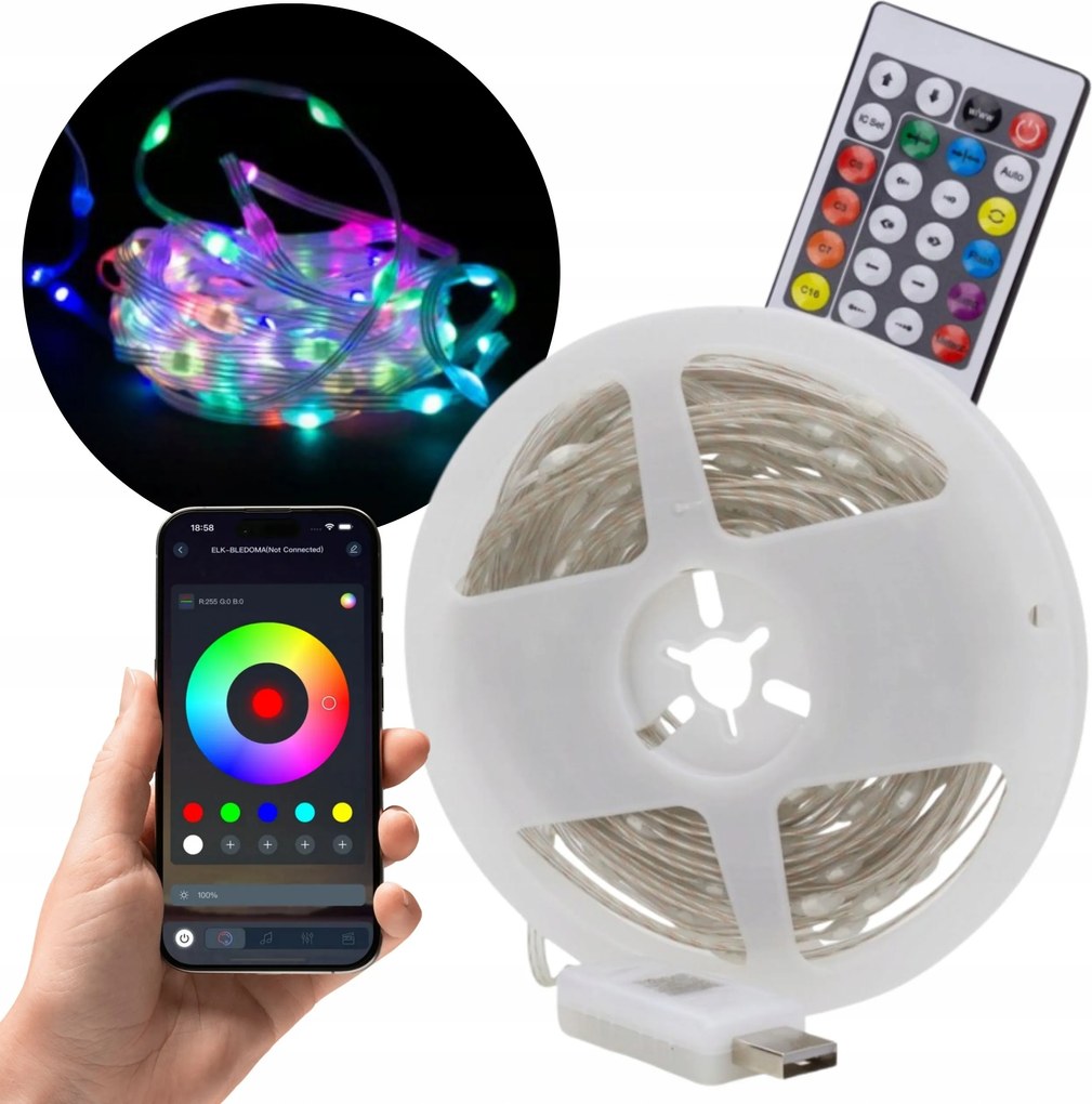 Mágikus fényfüzér 1 millió szín 200 Led 10m DC5V