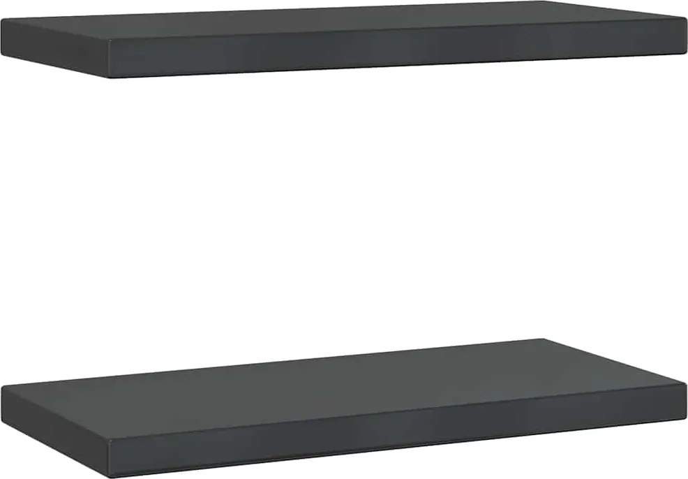 vidaXL 2 db fekete rozsdamentes acél fali polc 50 x 23,5 x 3 cm