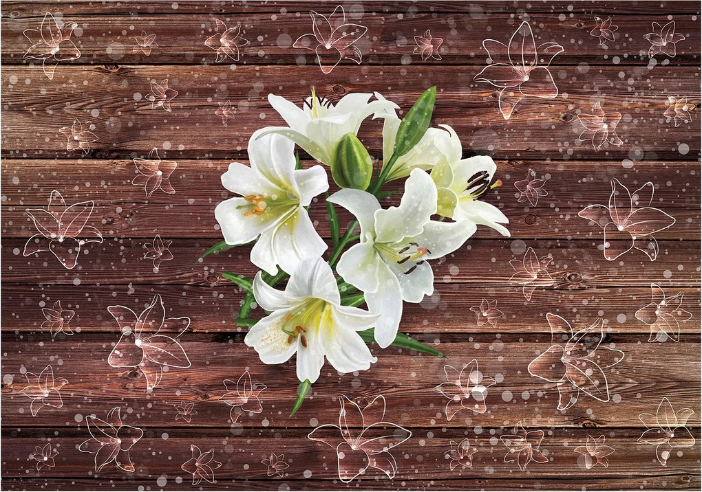 Fotótapéta Liliomok a fán virágos akcentus elegancia 350x250 +ragasztó