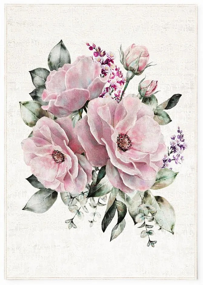 Rózsaszín-krémszínű mosható szőnyeg 100x140 cm New Carpets – Oyo home