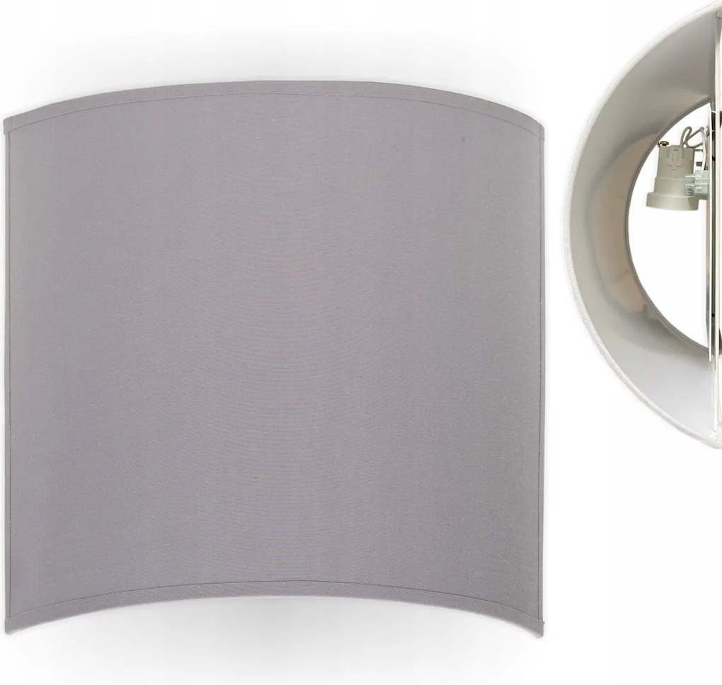 Sötétszürke Fali Lámpa Fali lámpa Lámpabúra 25 cm Led lámpabúra 1xE27 60W szövet