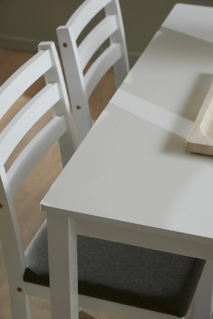 MAZZONI EXPORT TORINO étkezőgarnitúra asztal + 4 szék Fehér/Világosszürke (Savana 21 szövet) - FA ÉTKEZŐ GARNITÚRA KONYHÁBA/ÉTKEZŐBE