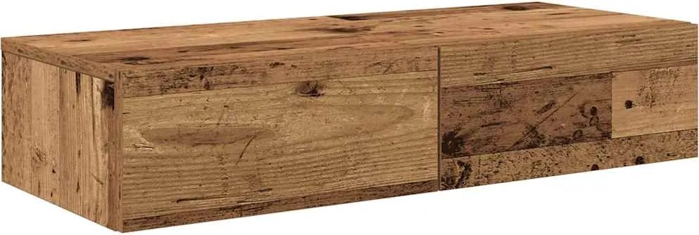 vidaXL Falipolc fiókokkal régi fa 80x33x17 cm műszaki fa