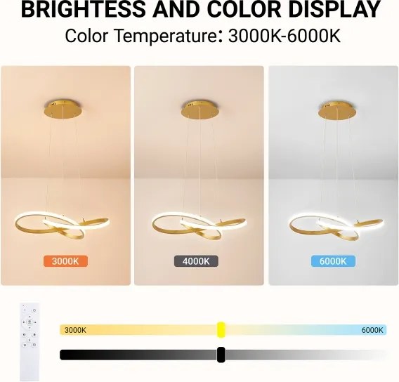 Brilagi - dimmelhető LED kábeles függeszték INFINITY LED/55W/230V 50x50 cm arany + távirányító