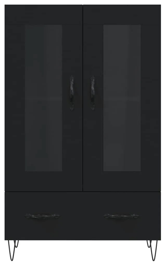 fekete szerelt fa magasszekrény 69,5 x 31 x 115 cm