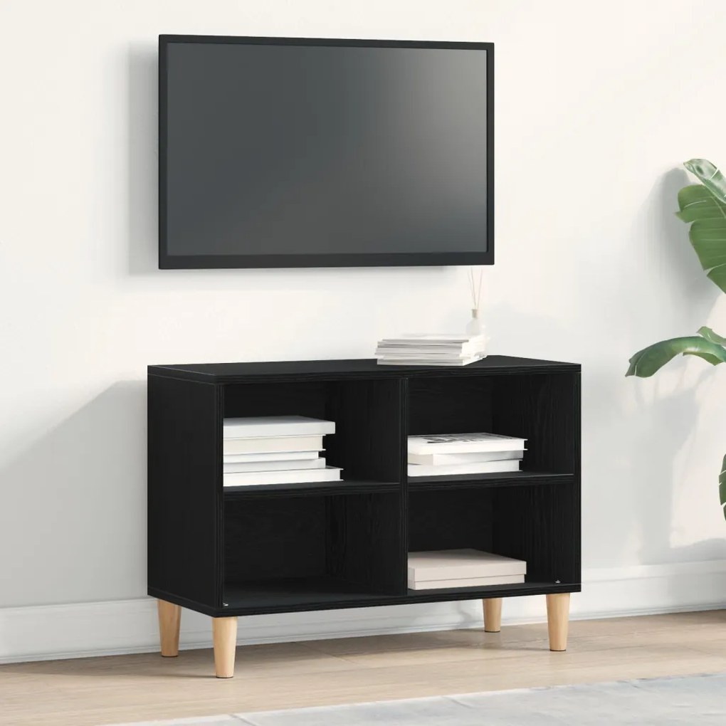 Fekete tölgy TV szekrény - 69.5x30x50 cm, Mérnöki fából készült