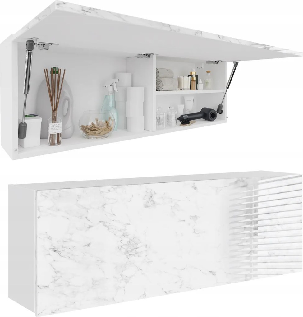 Fürdőszoba szekrény Ora 120 x 40 x 25 cm akasztós szekrény Front Fényes Márvány