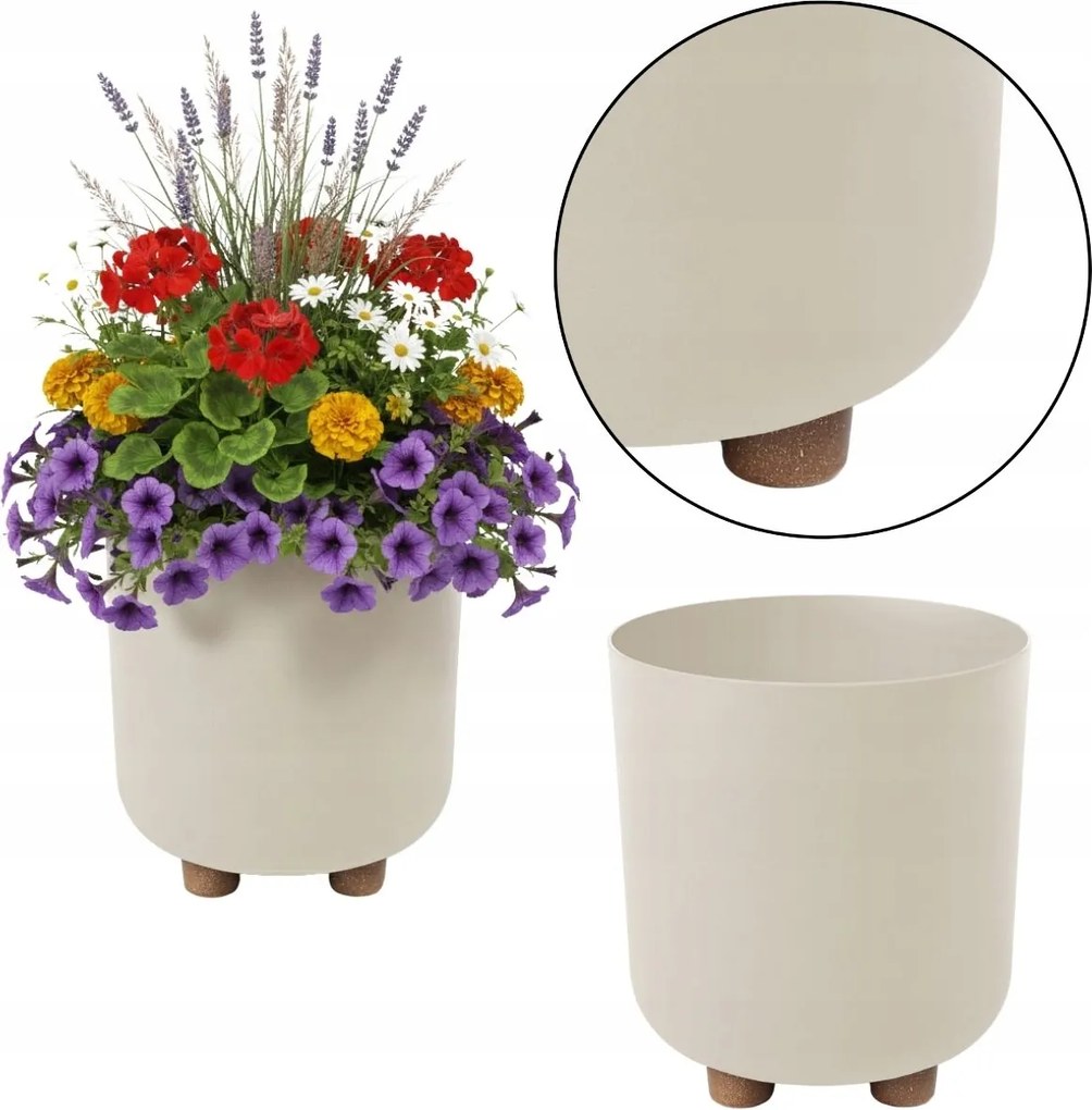 Virágtartó Műanyag Bézs ovális fedél lábakon 19,3cm kerti házhoz