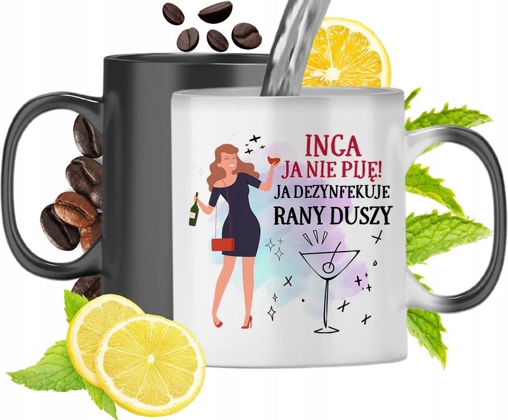 Mágikus bögre Inga számára Fekete matt nyomott mintával 330ml