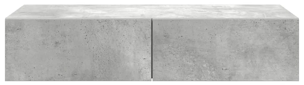 Falipolc fiókokkal betonszürke 80x33x17 cm műszaki fa