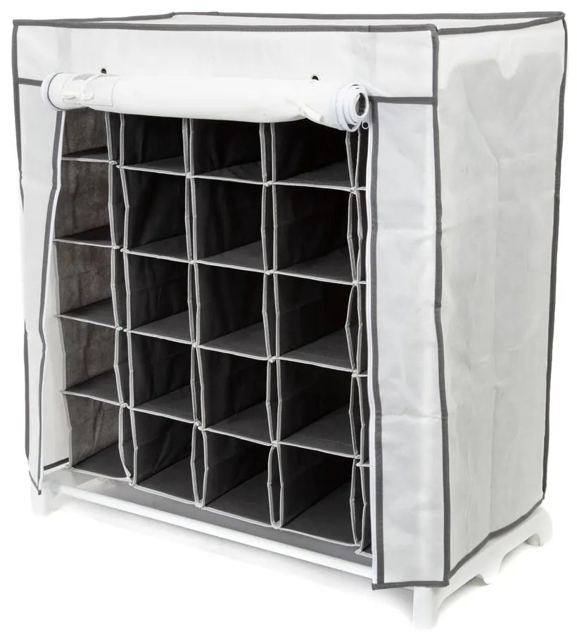 Shoes fekete-fehér textil cipőtartó állvány, 25 rekesz - Compactor