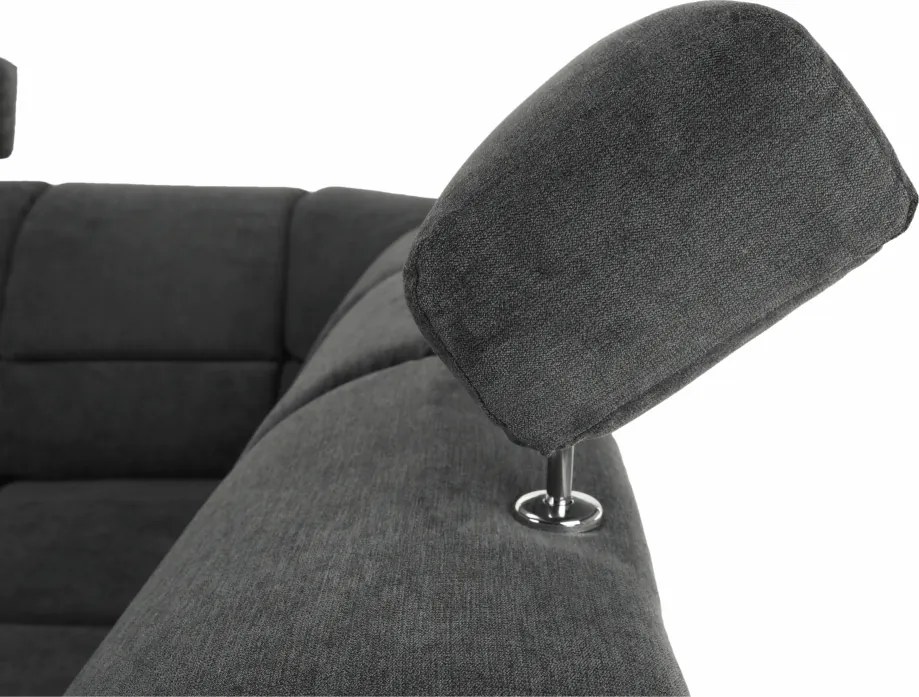 Ülőgarnitúra, műbőr fekete/szövet sötétszürke, jobbos, SANTIAGO U