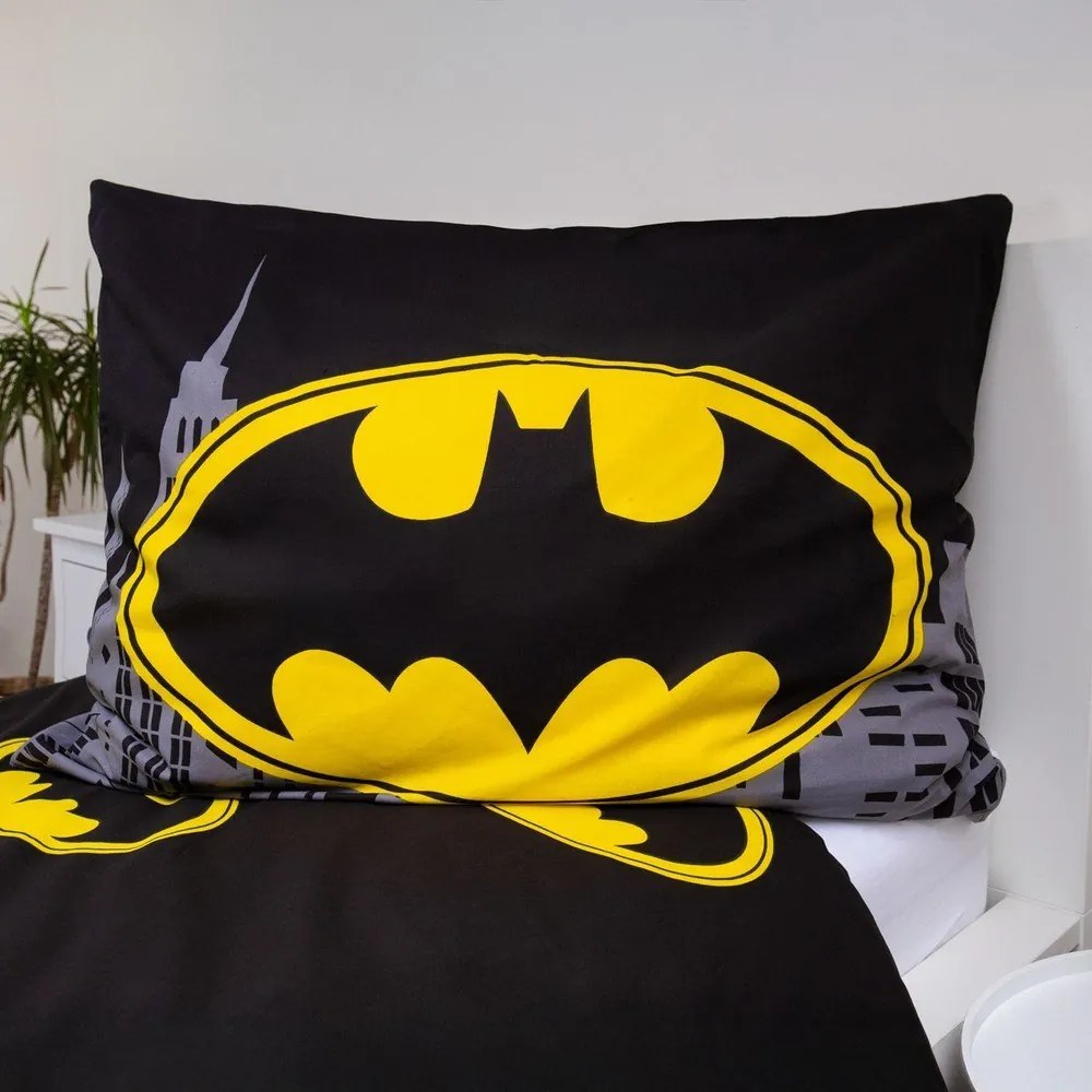Egyszemélyes pamut gyerek ágyneműhuzat 140x200 cm Batman "The Emblem" – Jerry Fabrics