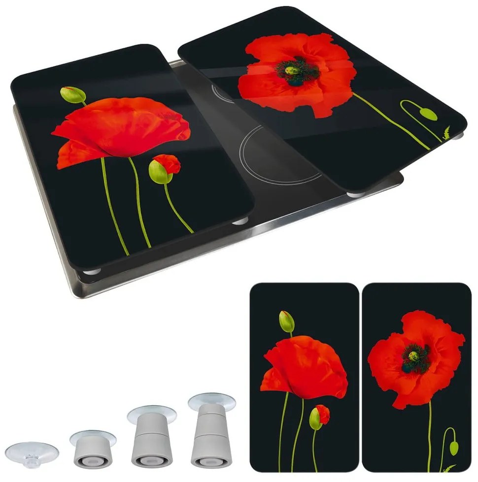 Edzett üveg tűzhely fedőlap szett 2 db-os 52x30 cm Poppy – Maximex